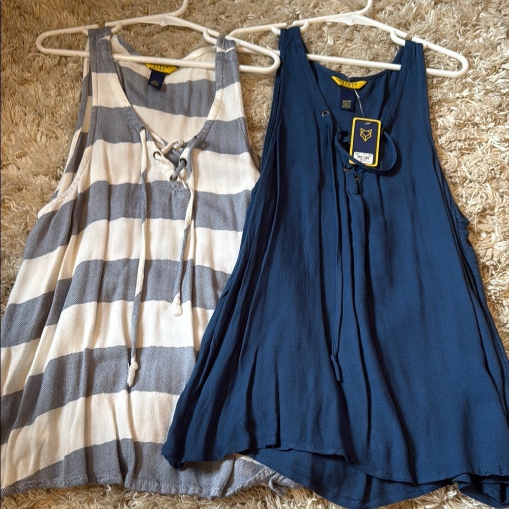 Blue and Gray Striped Women’s Tops